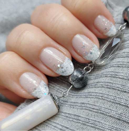 nägel french weiß glitzer